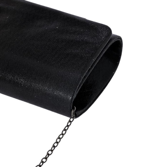 Clutch Evening Bag Black Gunmetal Chain Wallet Shoulder Crossbody - Picture 5 of 9